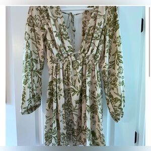 Free People Soli Dress (Ivory and Green)